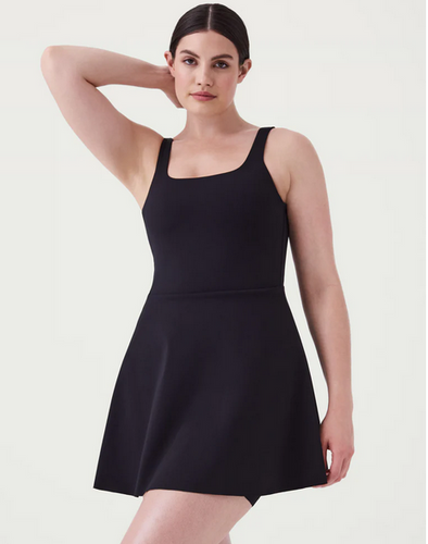 Spanx Get Moving Square Neck Tank Dress Black