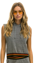 Load image into Gallery viewer, Aviator Nation Logo Sleeveless Crop Hoodie Heather Grey