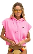 Load image into Gallery viewer, Aviator Nation Logo Embroidery Sleeveless Crop Hoodie Neon Pink