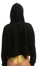 Load image into Gallery viewer, Aviator Nation Bolt Stripe Relaxed Cropped Pullover Hoodie Black