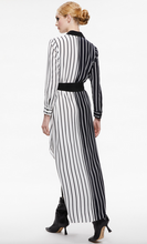 Load image into Gallery viewer, Alice + Olivia Chassidy Maxi Dress Vertical Palazzo Stipe Black