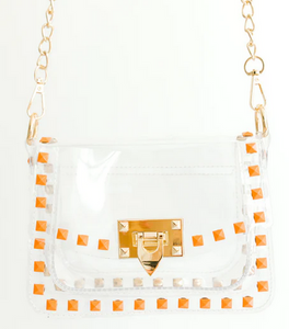 Clearly Studded Jackie Handbag Orange/Gold