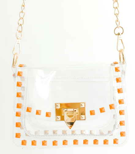Clearly Studded Jackie Handbag Orange/Gold