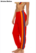 Load image into Gallery viewer, 5 Stripe Sweatpant Red