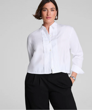 Load image into Gallery viewer, Pintuck Cropped Tuxedo Shirt