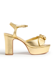 Load image into Gallery viewer, Arianna Knotted Rose Platform Metallic Gold