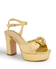 Load image into Gallery viewer, Arianna Knotted Rose Platform Metallic Gold