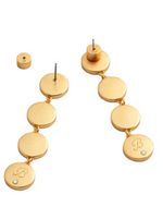 Gold-plated multi disc drop earrings with engraved B charm and crystal accent