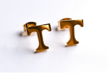Load image into Gallery viewer, University Of Tennessee Power T Gold Stud  Earring