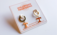Load image into Gallery viewer, Power T Huggie Earring Orange/Gold
