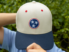 Load image into Gallery viewer, Tri Star Greensboro Hat Cream and Navy