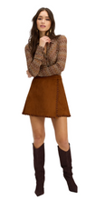 Load image into Gallery viewer, Allison Liv long-sleeve chevron print blouse in chestnut brown and gold tones