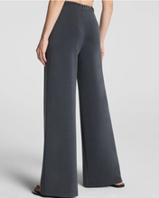 Load image into Gallery viewer, Spanx wide leg pants in washed graphite with elastic waistband, back view
