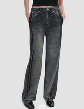 Load image into Gallery viewer, Rag &amp; bone Miramar wide-leg track-stripe denim jeans with front pockets and straight fit
