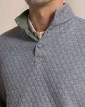 Load image into Gallery viewer, Steel grey quilted reversible quarter snap pullover with snap button placket