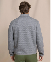 Load image into Gallery viewer, Men's quilted grey quarter-snap pullover sweatshirt, back view, with diamond pattern