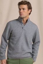 Load image into Gallery viewer, Men's grey quilted quarter-snap pullover sweatshirt with mock neck collar