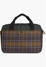 Load image into Gallery viewer, Barbour Field Wax laptop bag in classic tartan plaid with black handles and gold zipper