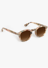 Load image into Gallery viewer, Krewe Dylan sunglasses with pink floral speckled frames and brown gradient lenses