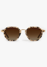 Load image into Gallery viewer, Krewe Dakota polarized sunglasses featuring tortoiseshell acetate frames with gold metal bridge accents