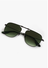 Load image into Gallery viewer, Folded aviator-style sunglasses with metal frame and gradient tinted lenses