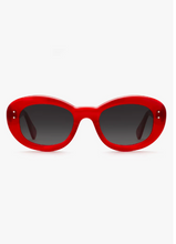 Load image into Gallery viewer, Bold oval acetate sunglasses with thick frames and dark gradient lenses by Krewe