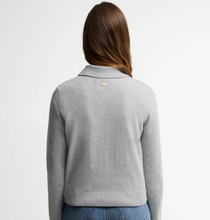 Load image into Gallery viewer, Barbour Fawne grey knit sweater, back view, collared with ribbed hem