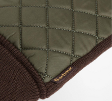 Load image into Gallery viewer, Barbour Magnus Quilt Forest green quilted jacket hem with brown knit trim