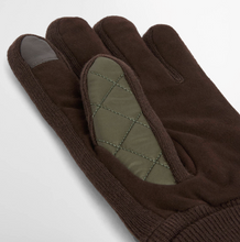 Load image into Gallery viewer, Barbour Magnus brown suede glove with green quilted patch detail on back