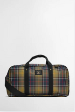 Load image into Gallery viewer, Barbour Torridon Holdall Duffle bag featuring classic tartan pattern with black handles and shoulder strap