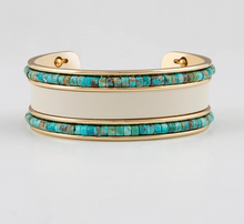 Load image into Gallery viewer, Hyde Forty-Seven Gold Brushed Cuff with Turquoise Beads