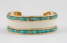 Load image into Gallery viewer, Hyde Forty-Seven Gold Polished Cuff with Turquoise Beads