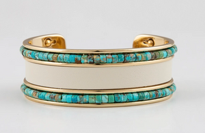 Hyde Forty-Seven Gold Polished Cuff with Turquoise Beads