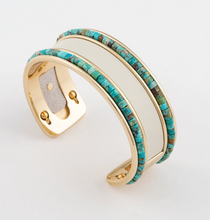 Load image into Gallery viewer, Hyde Forty-Seven Gold Polished Cuff with Turquoise Beads