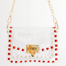 Load image into Gallery viewer, Clearly Studded Jackie Handbag Red/Gold