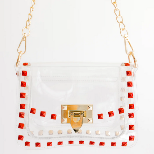Clearly Studded Jackie Handbag Red