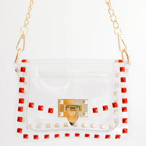 Clearly Studded Jackie Handbag Red/Gold