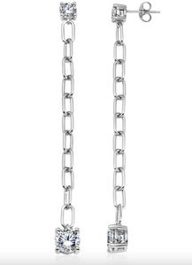 Crislu Large Link Prong Drop Earrings Finished in Pure Platinum SKU: 9012111E00CZ
