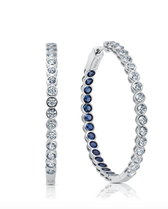 Crislu Sapphire Inside Out Hoop Earrings Finished in Pure Platinum 9011825E00SA
