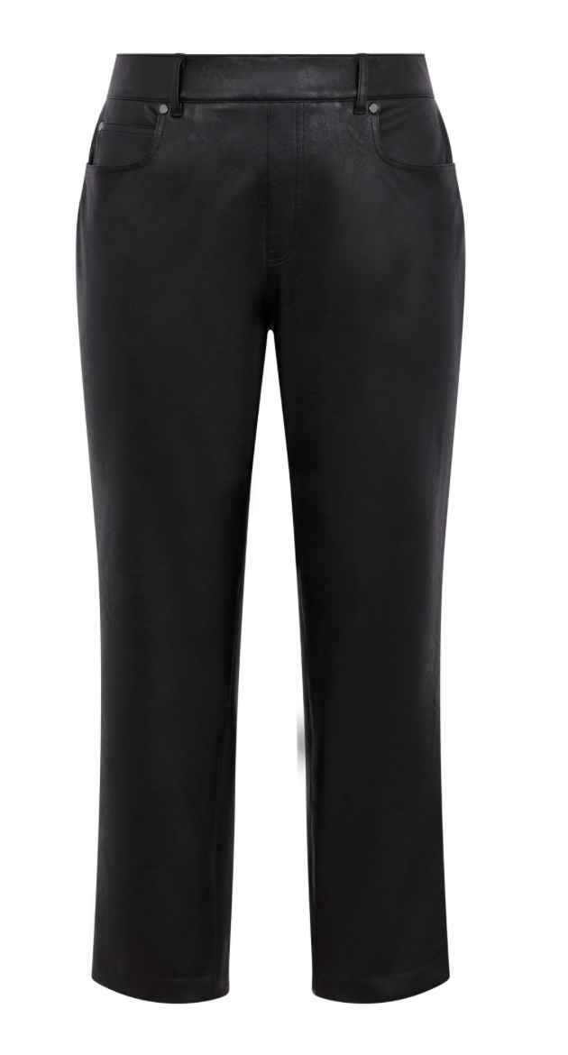 Spanx Luxe Black Leather-Like Ankle Skinny Pant