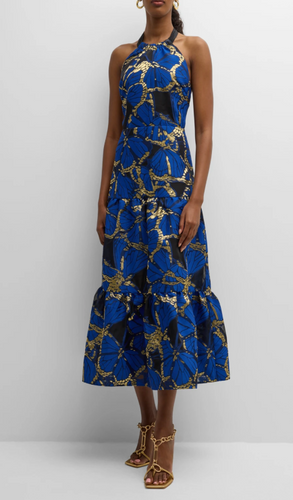 Milly Hayden Butterfly Jacquard Gown Multi Blue