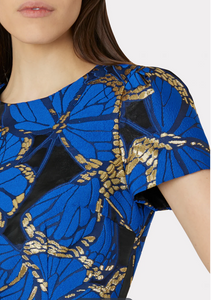 Milly Rowen Butterfly Jacquard Dress Multi Blue