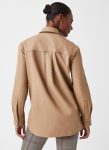 Load image into Gallery viewer, Spanx Leather Like Long Sleeve Shirt Toffee