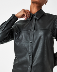 Spanx Leather Like Long Sleeve Luxe Black