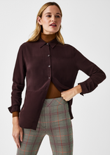 Load image into Gallery viewer, Spanx Silk Button Down Cherry Chocolate