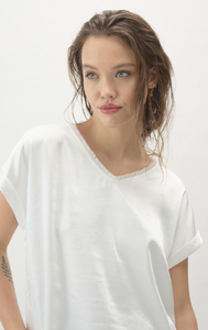 Melissa Nepton Kallen Satin Tee Shirt Off White