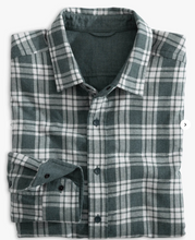 Load image into Gallery viewer, Southern Tide Heather Melbourne Reversible Plaid Sport Shirt Heather Dark Slate