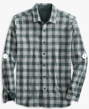 Load image into Gallery viewer, Southern Tide Heather Melbourne Reversible Plaid Sport Shirt Heather Dark Slate