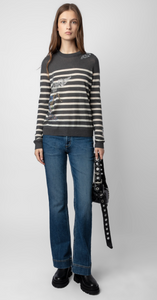 Zadig & Voltaire Source Diamante Cashmere Jumper CP Stripe Holly Sweater