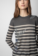 Load image into Gallery viewer, Zadig &amp; Voltaire Source Diamante Cashmere Jumper CP Stripe Holly Sweater